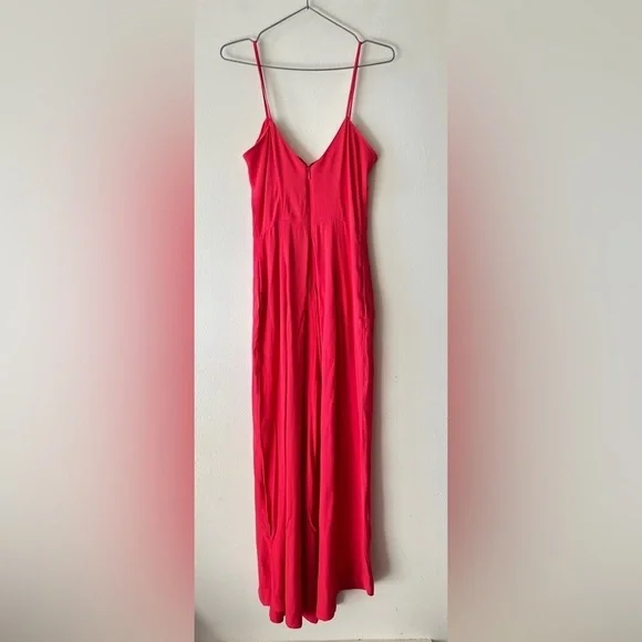 Free People Eileen Romper Jumpsuit In Coral Pink size 2 Bohemian Cottagecore - Picture 8 of 15